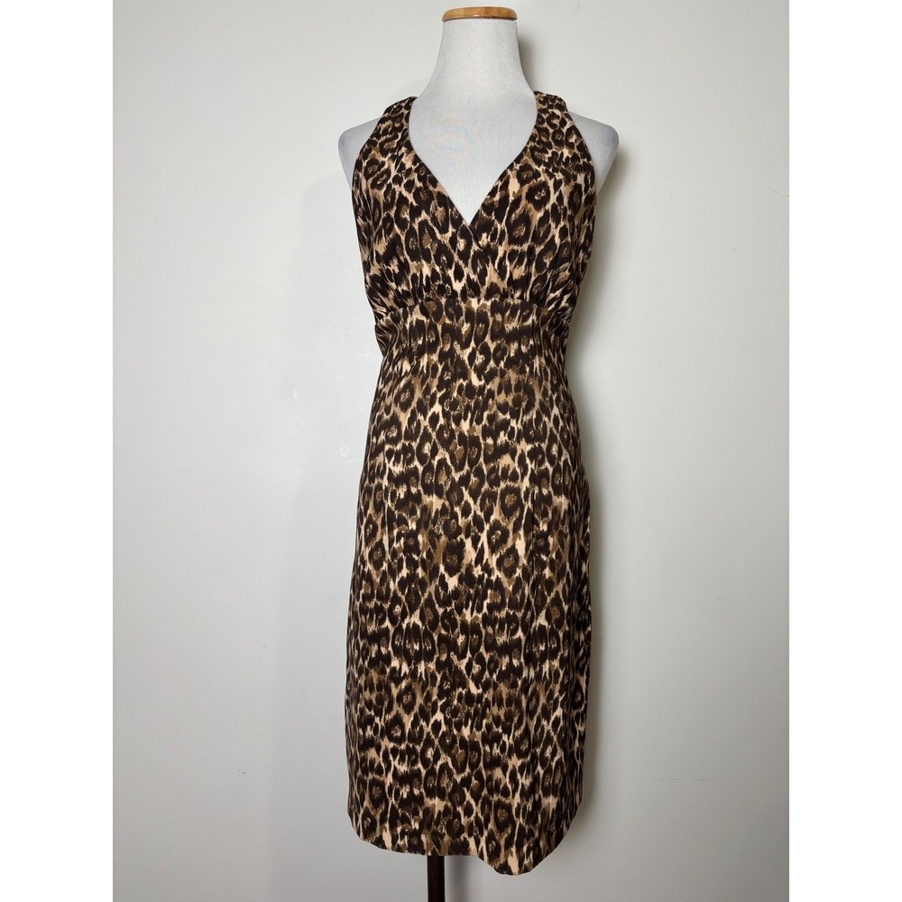 Womens Animal Print Halter Dress 12 Retro Cocktail Party Going Out